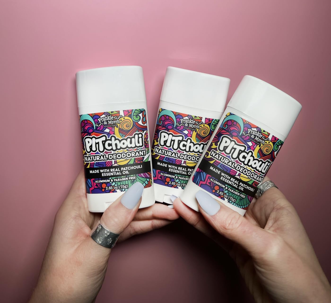 Frankie & Myrrh PITchouli 3 Pack | Natural Patchouli Deodorant | Real Essential Oils | Aluminum Free-Baking Soda, Coconut Oil and Shea Butter (2.56 oz ea) Paraben and Phthalate Free