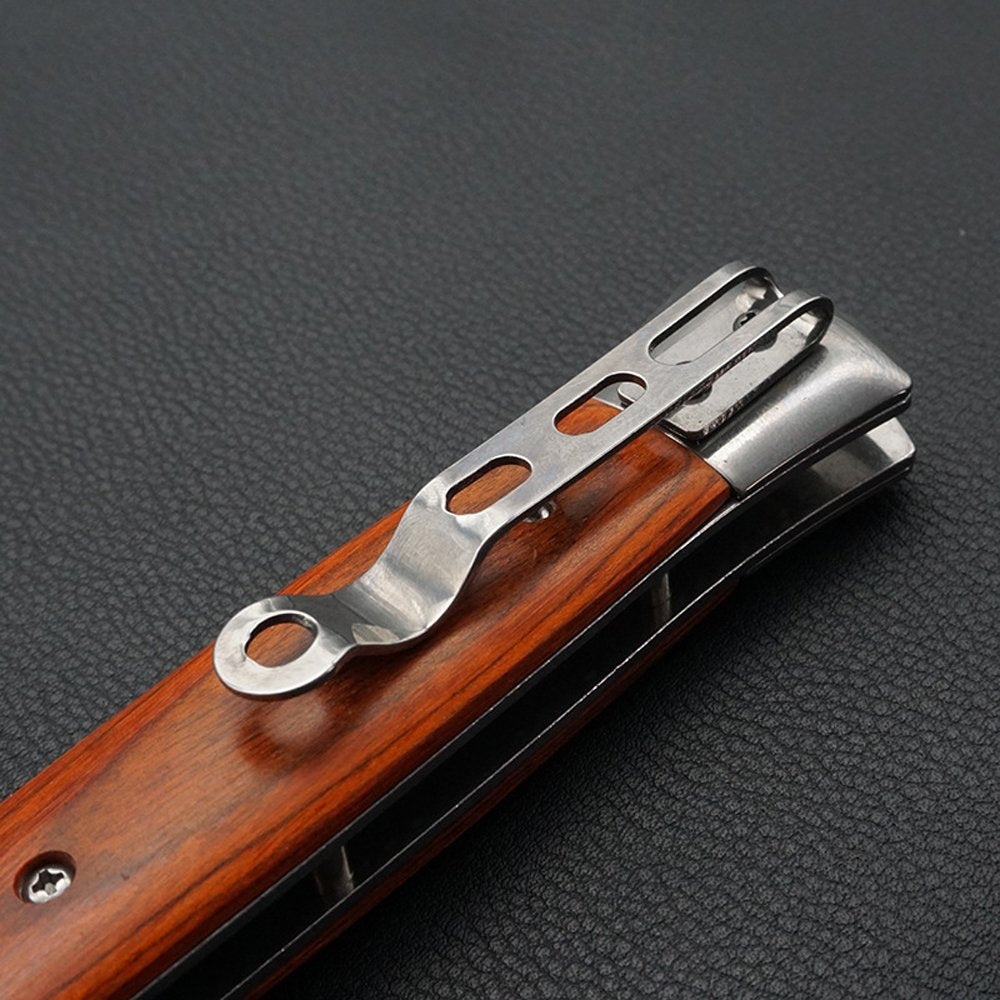 Le Fu Li Pocket Folding Flick Hair Comb For Beard, Mustache, Head Black Pearl Handle ~ Mens Pocket Comb stainless steel spring jump Brush Salon Beauty Tool