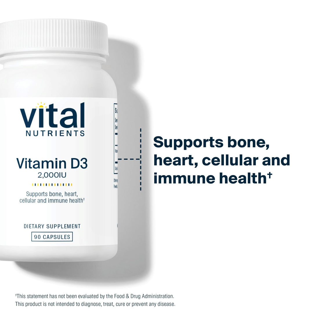 Vital Nutrients Vitamin D 2000 IU | Vitamin D3 Supplement | Healthy Bones, Teeth, Muscles*| Cellular & Immune Function | Calcium Absorption | Gluten, Dairy and Soy Free | 90 Capsules