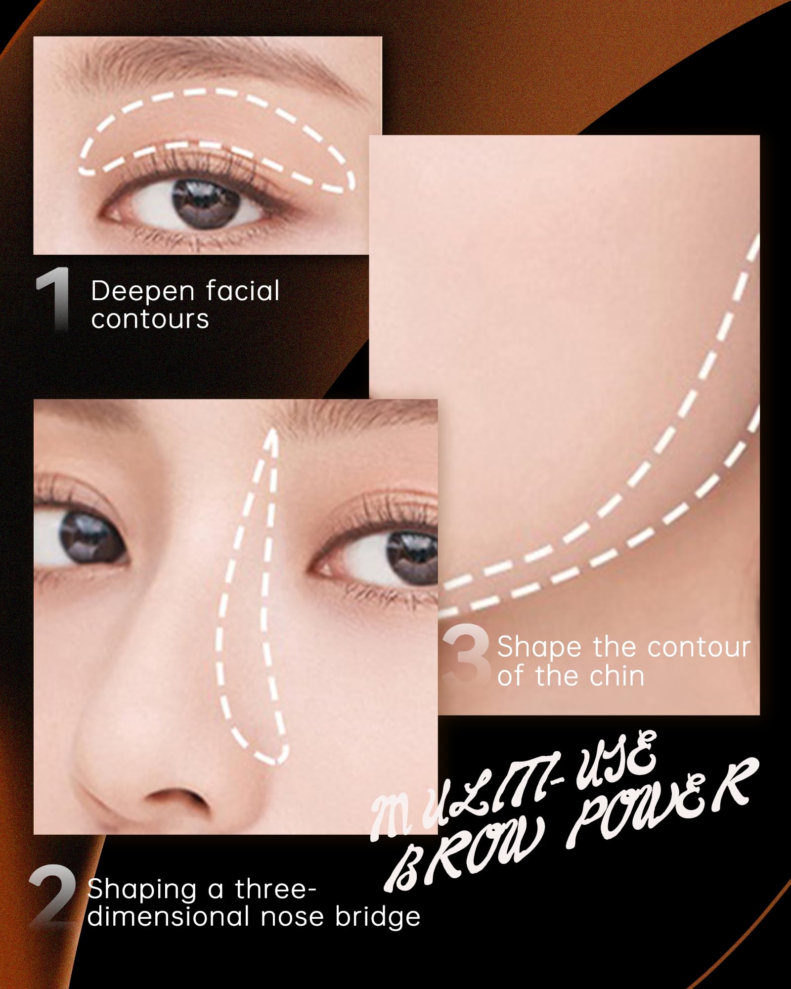 Eyebrow Powder Makeup Kit - Medium/Dark Brown, 2 Color Eye Brow Powder Palette Waterproof Long-Lasting Brow Filler, Lightweight, Easy Blend, Natural Full Look with Brush, maquillaje para cejas-03