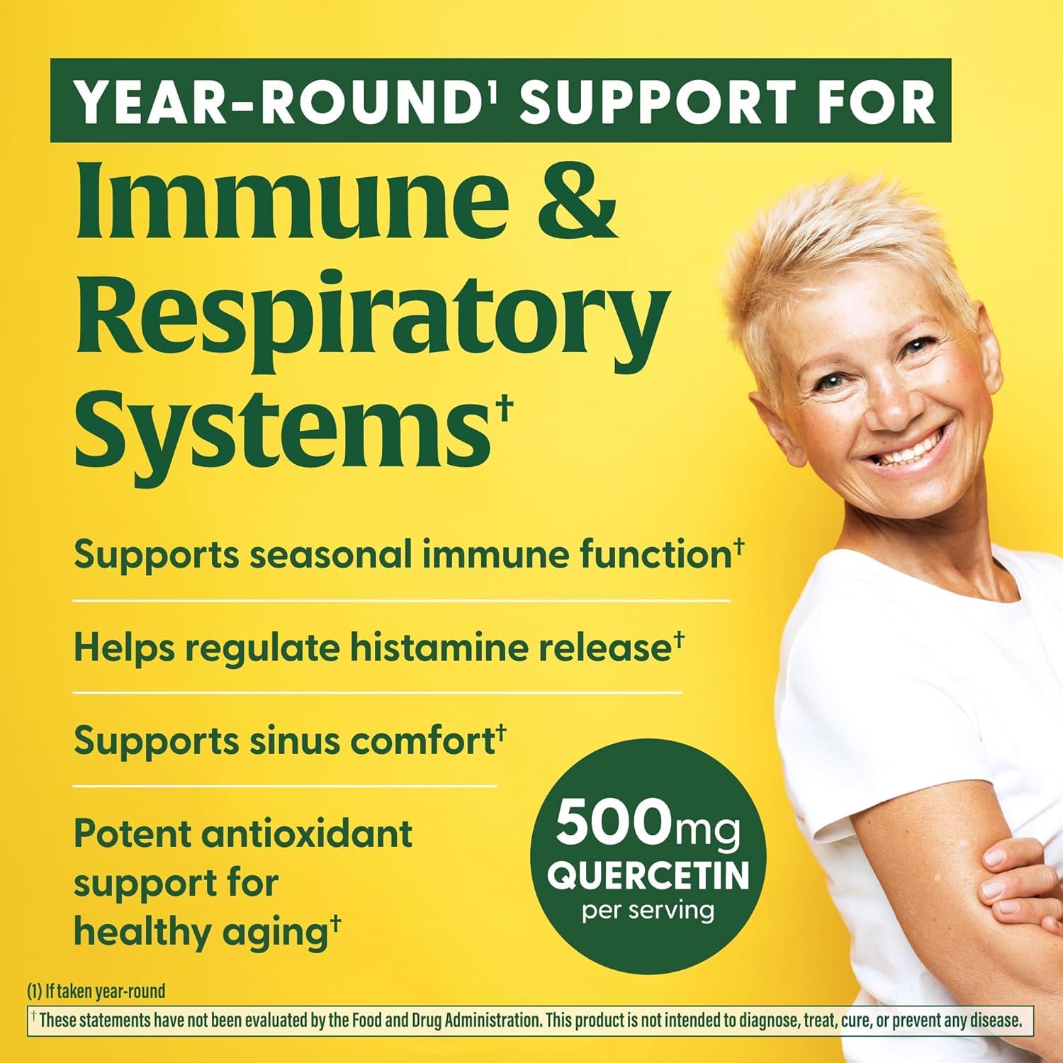 MegaFood Quercetin with Bromelain - Respiratory & Seasonal Immune Support Supplement - Quercetin 500mg Capsules & Enhanced Absorption with Bromelain - Vegan, Gluten-Free - 60 Capsules, 30 Servings