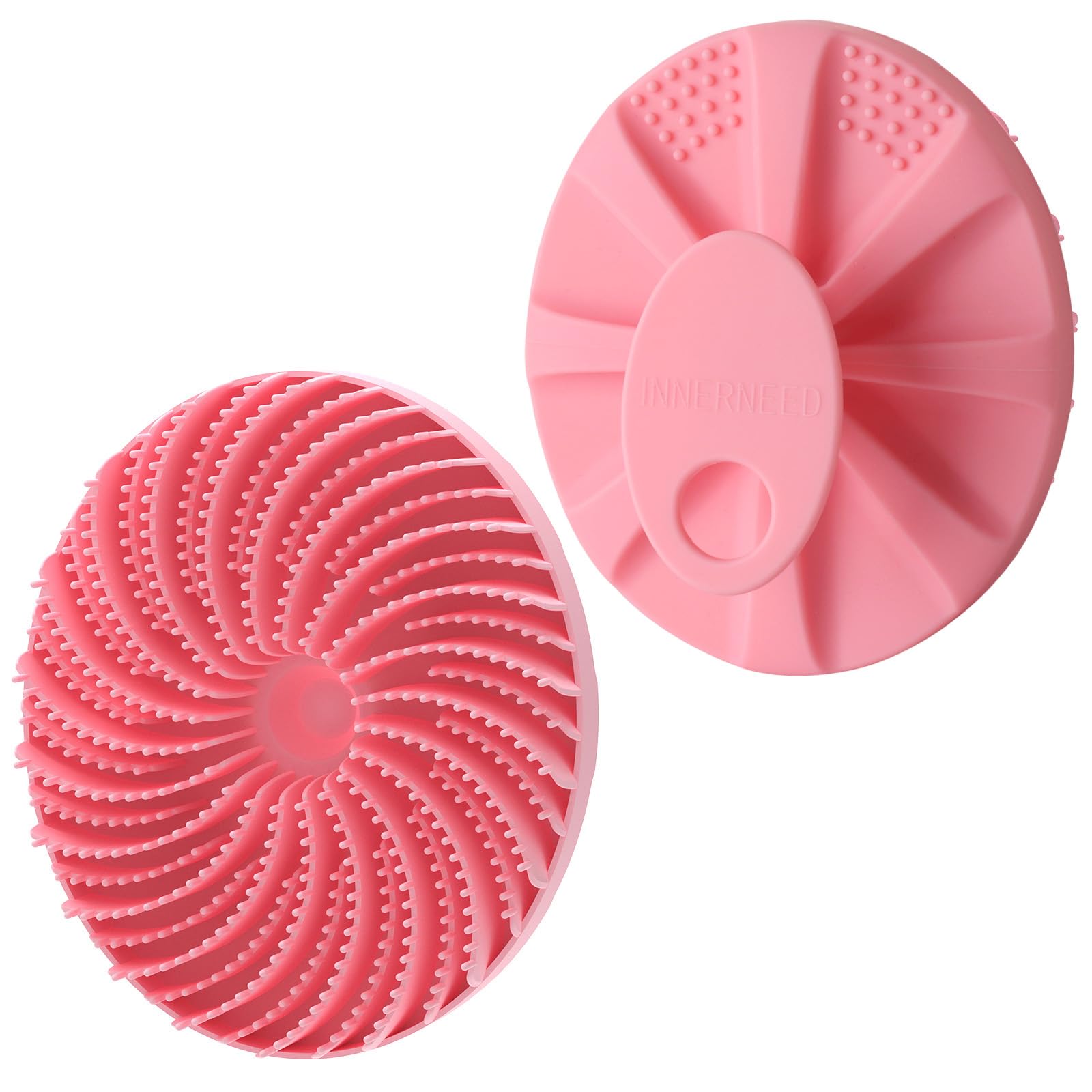 INNERNEED Food-Grade Silicone Body Scrubber Bath Shower Cleansing Brush, Gentle Exfoliating and Massaging, Nice Foaming, Last Longer (Pink)