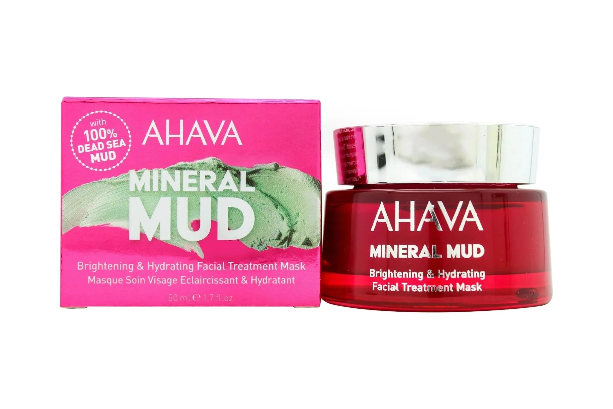 AHAVA Mineral Mud Brightening & Hydrating Facial Treatment Mask - Deeply Hydrating Mud Mask for Instant Radiance, Evens out Skin's Tone, Enhances Radiance & Contains Exclusive Osmoter, 1.7 Fl Oz