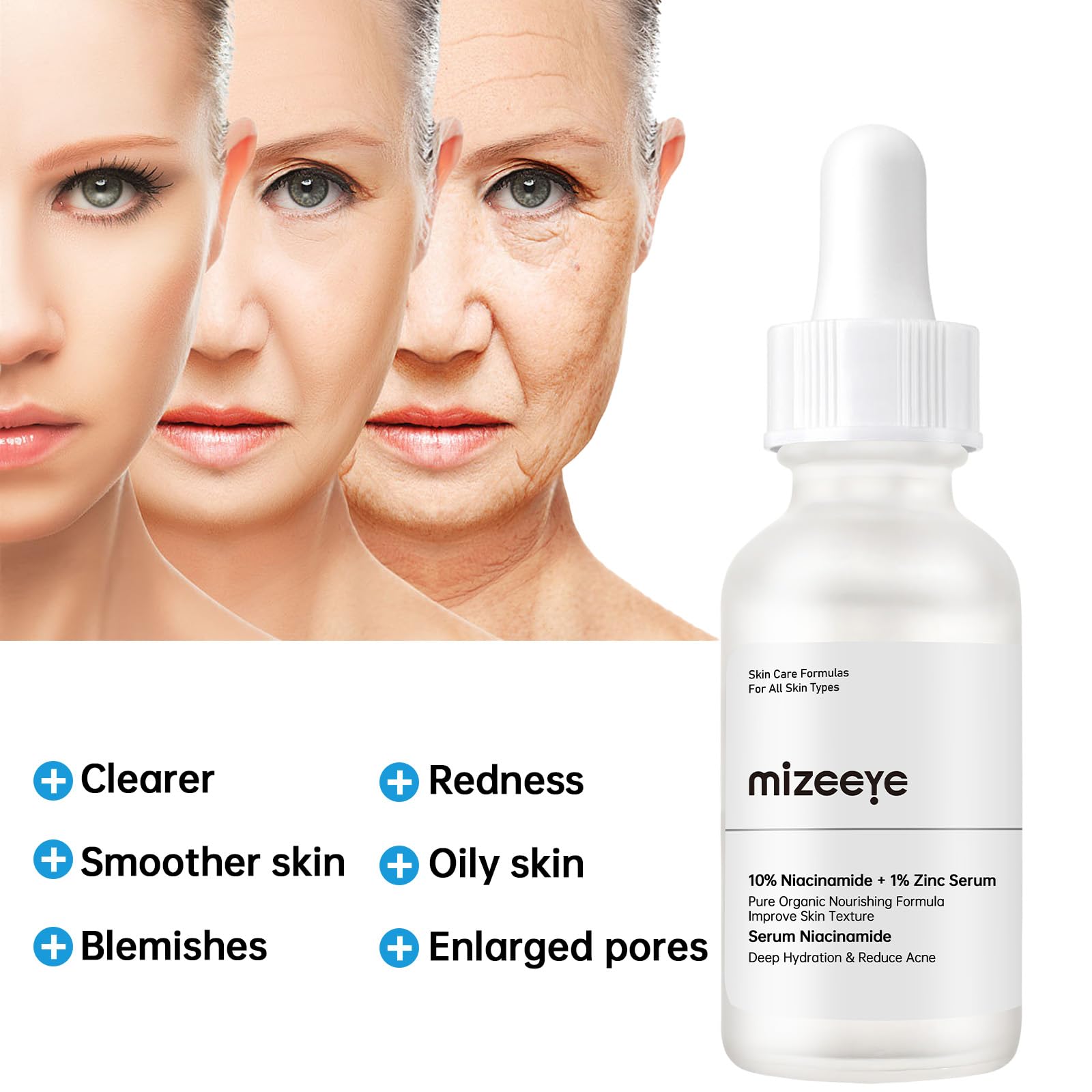 Niacinamide 10% + Zinc 1% Face Serum for Women, 30ML/1 Fl Oz Refreshing Niacinamide Serum for Face, Niacinamide Facial Serum For Acne.