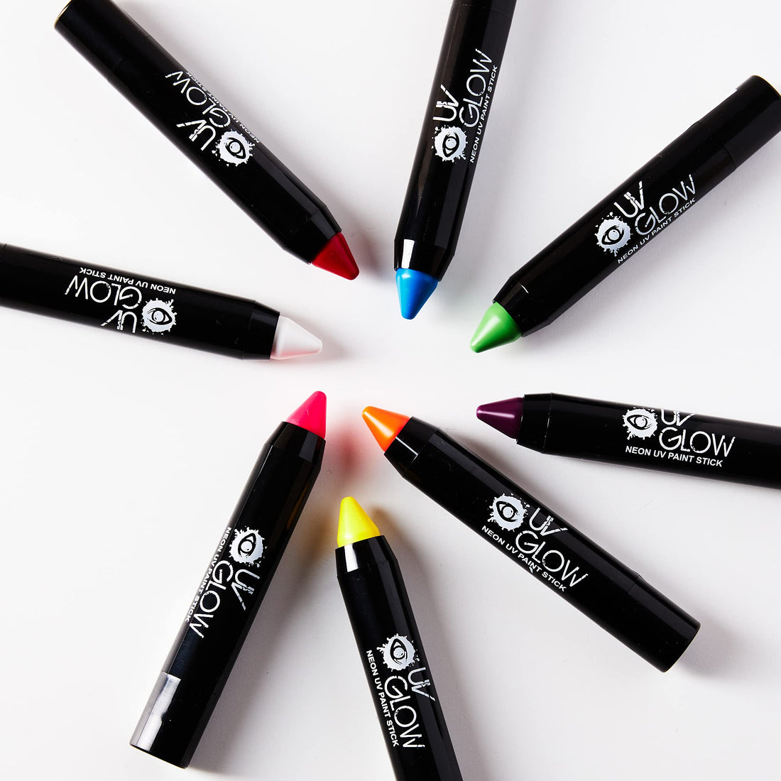 Uv Glow-Neon Uv Paint Stick/Face & Body Crayon Set Of 8 Colours. And Product Glows Brightly Under Light