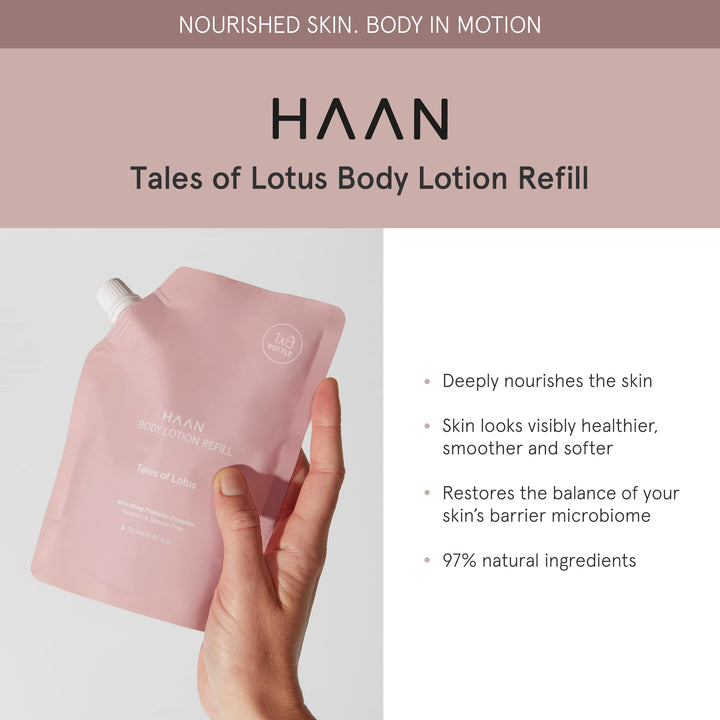 HAAN Moisturizing Body Lotion For Men and Women | Healthier, Smoother, and Softer Skin | Paraben & Silicon Free | Hydrating Body Lotion for all skin types. Tales of Lotus - Refill (8.5 Fl. Oz.)