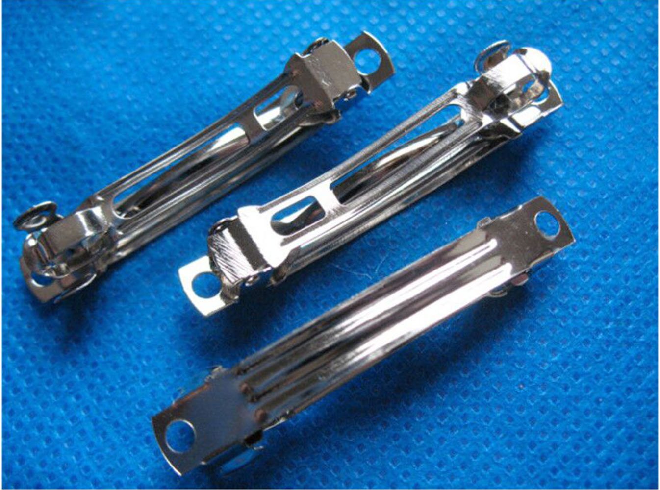 YYCRAFT 50 Pack French Barrette 3-3/16-Inch Hair Clips Fun Craft Beading Project, 80mm, Silver Tone