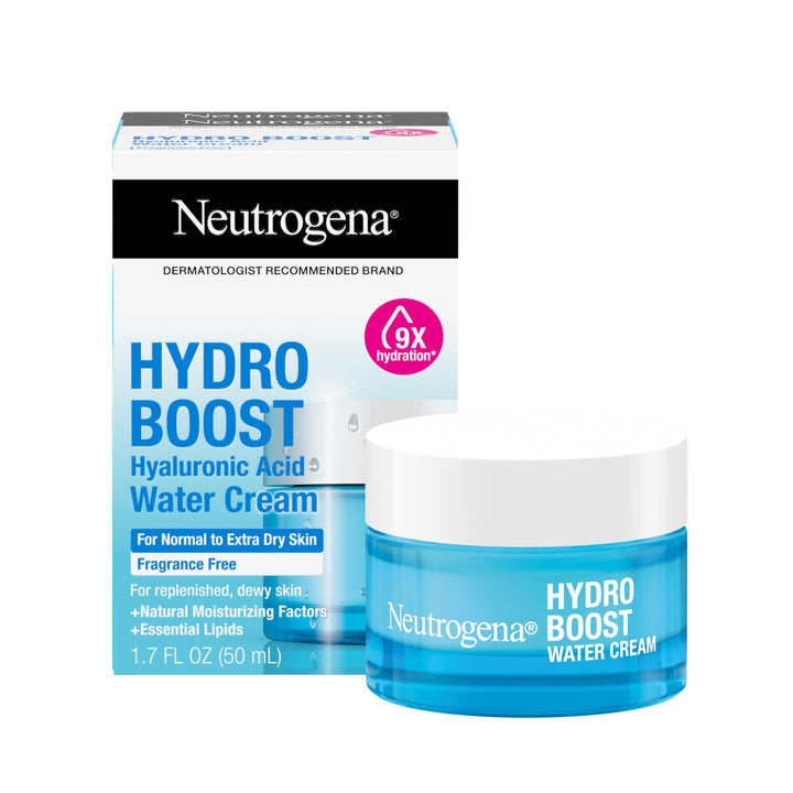 Neutrogena Hydro Boost Skincare Set, Hydro Boost Fragrance Free Water Cream Face Moisturizer, 1.7 fl oz, & Trial Size Hydro Boost Fragrance Free Hydrating Gel Facial Cleanser, 0.5 fl oz