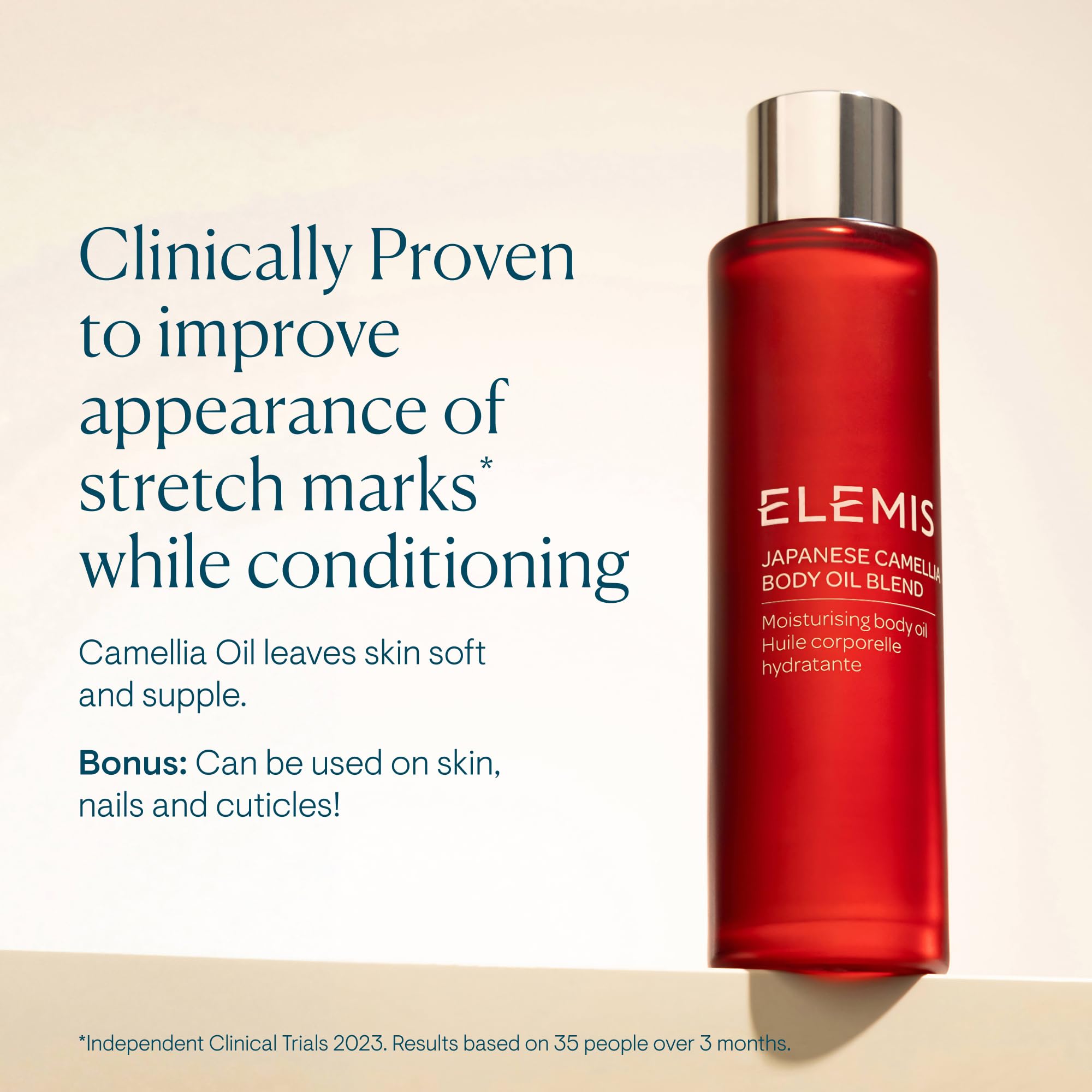 ELEMIS Japanese Camellia Body Oil Blend | Luxuriously Lightweight Body Oil Nourishes, Conditions, and Softens Pregnant and Postpartum Skin | 100 mL