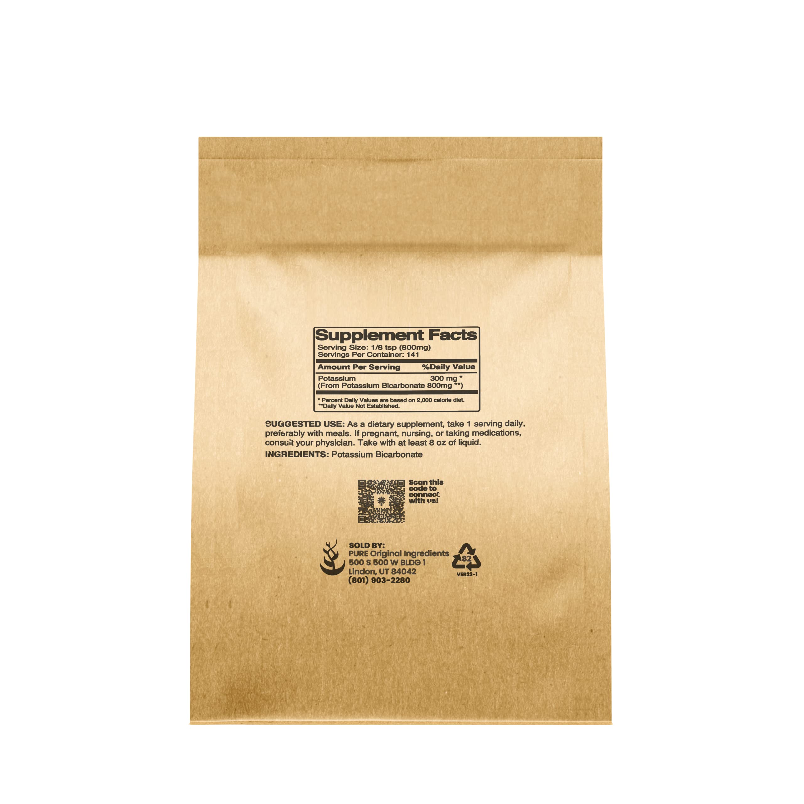 Pure Original Ingredients Potassium Bicarbonate (4oz) Natural, Food Safe, Electrolyte, Leavening