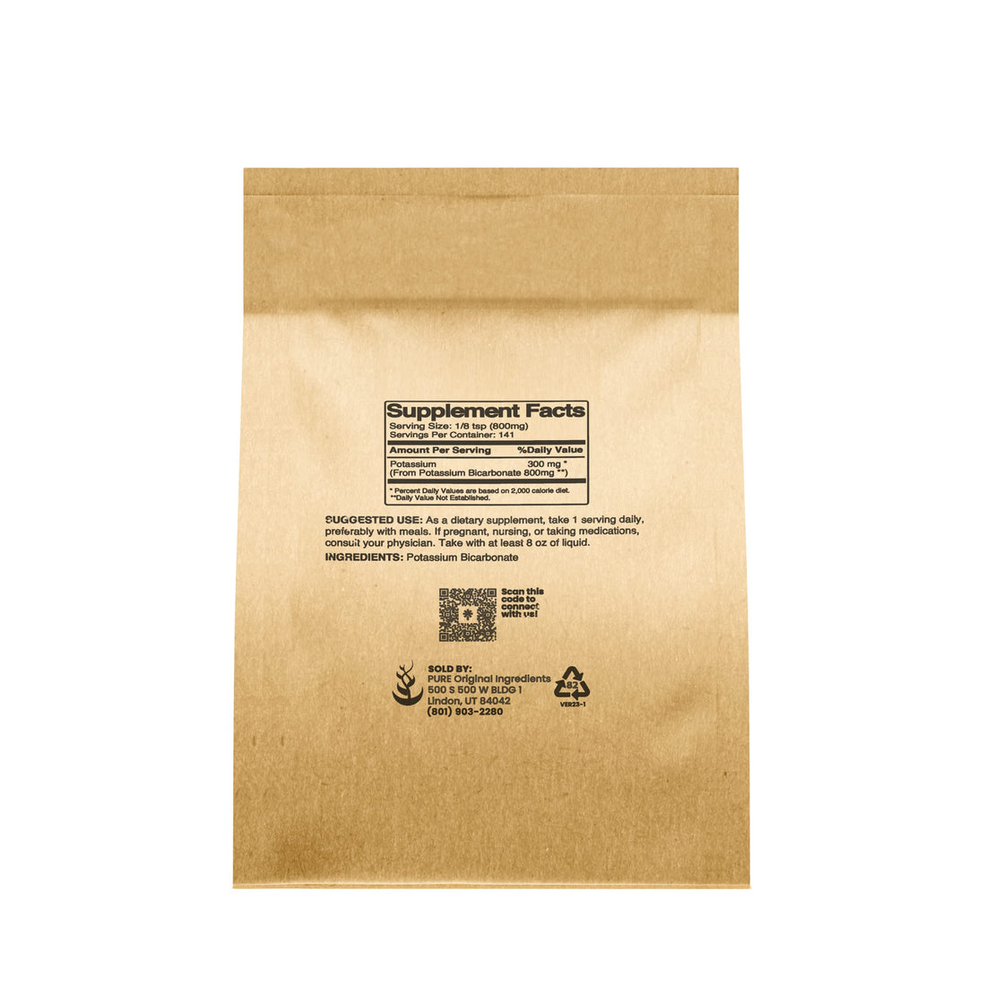 Pure Original Ingredients Potassium Bicarbonate (4oz) Natural, Food Safe, Electrolyte, Leavening