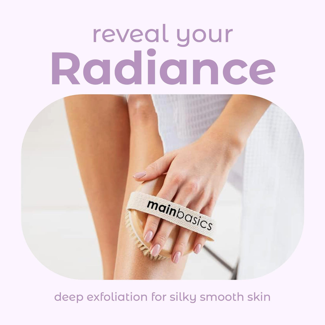 MainBasics Dry Brushing Body Brush for Lymphatic Drainage, Dry Skin, Cellulite, Blood Circulation with Exfoliating Natural Bristles for Flawless Skin