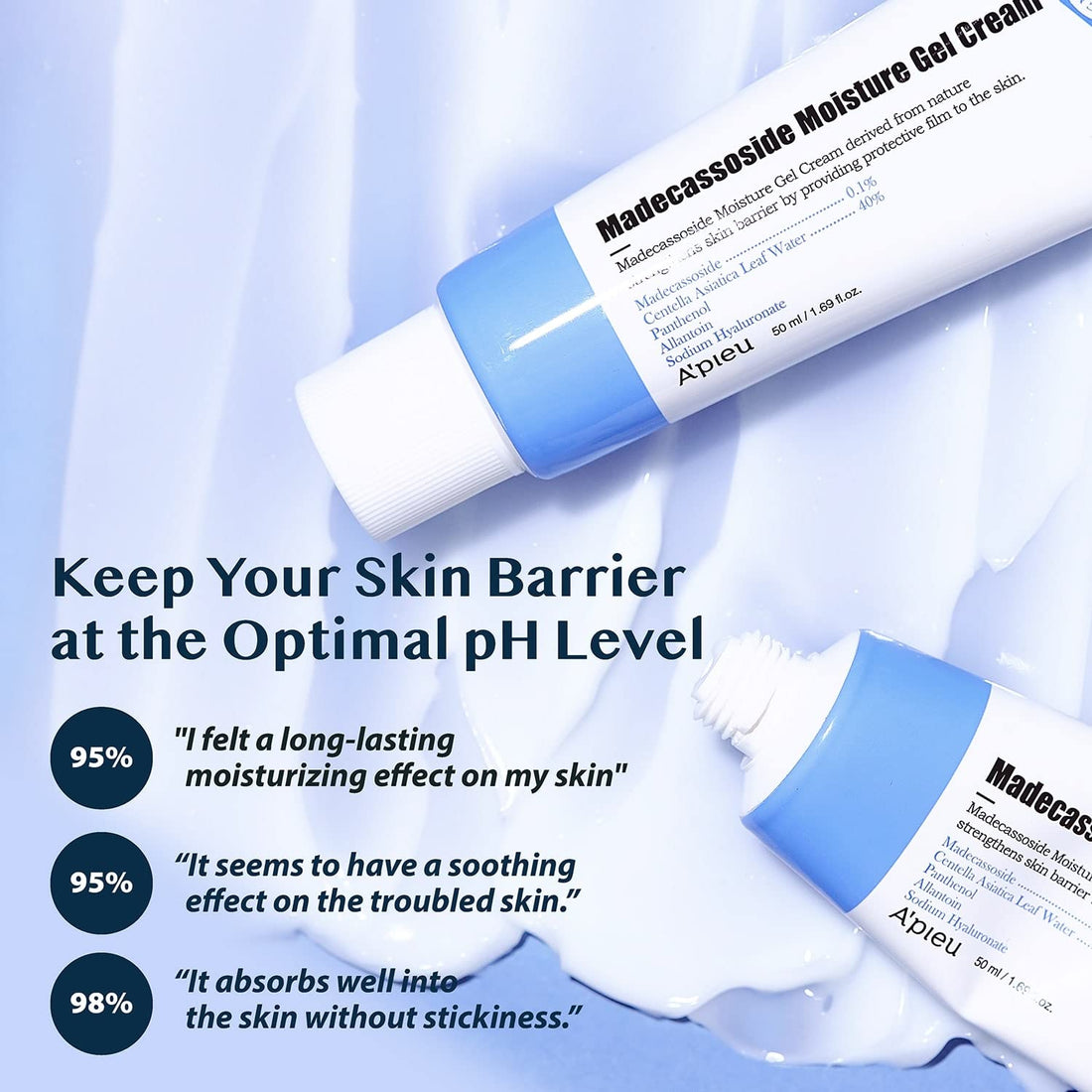 A'PIEU Madecassoside Moisture Gel Cream (1.69oz) - for Hydrating Dry and Sensitive Skin- Helps Soothe Damage and Maintain Optimal pH level- Centella Asiatica, Panthenol, Allantoin