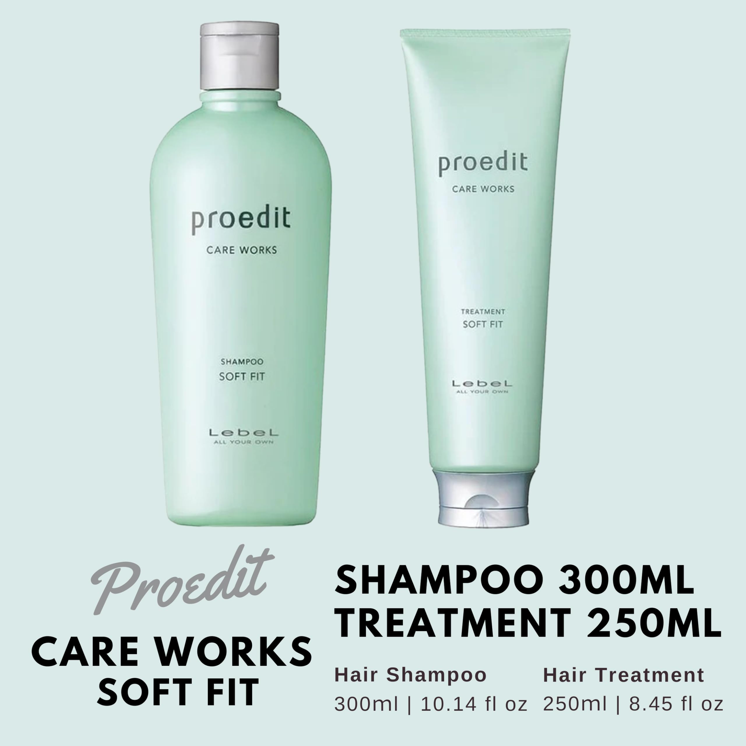 Lebel Proedit Care Works Hair Shampoo 300ml & Hair Ttreatment 250ml Set - Soft Fit