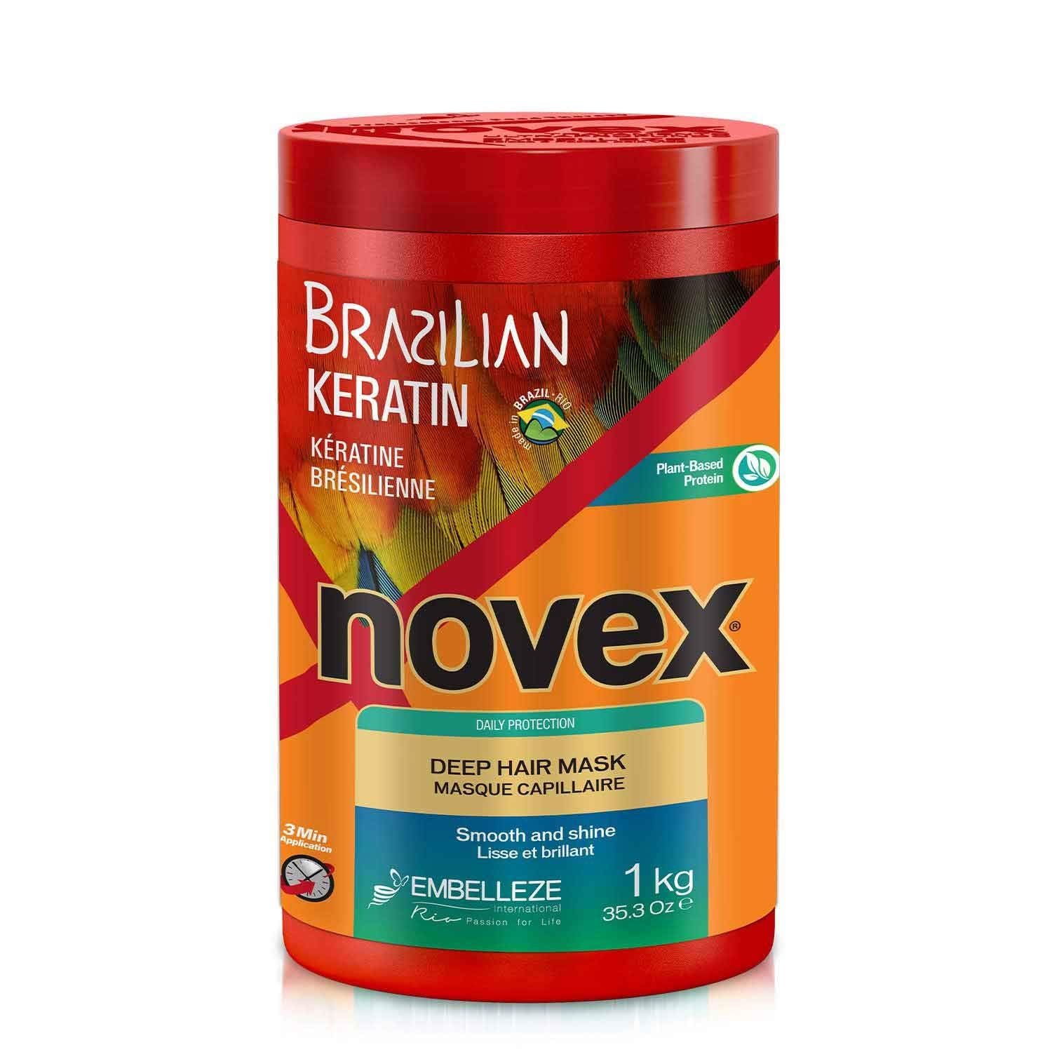 Embelleze Novex Brazilian Keratin Hair Care Treatment Cream - 35.3 Oz | Embelleze Novex Creme de Tratamento Capilar com Queratina Brasileira - 1Kg