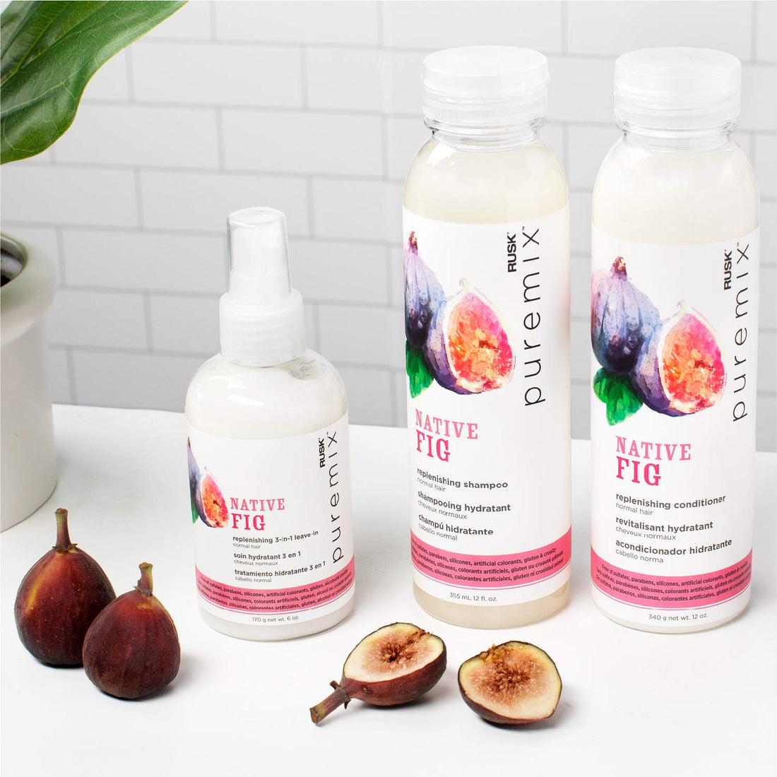 RUSK Puremix Native Fig Replenishing Conditioner for Normal Hair, Detangles and Restores Hair's Moisture Levels, 12 oz