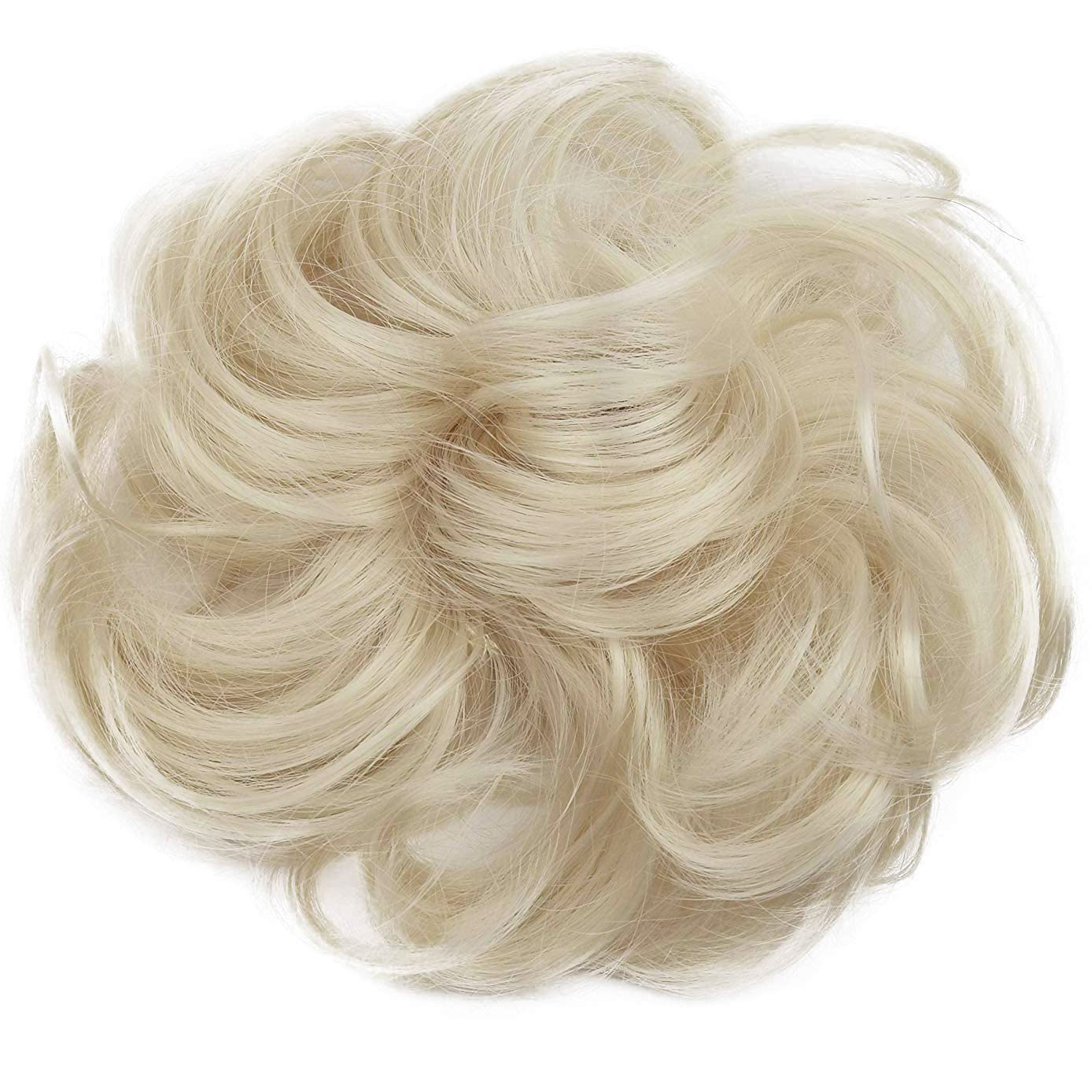 Platinum Blonde #613 : PRETTYSHOP Hairpiece Hair Rubber Scrunchie Scrunchy Updos Wavy Messy Bun Platinum Blonde G16A