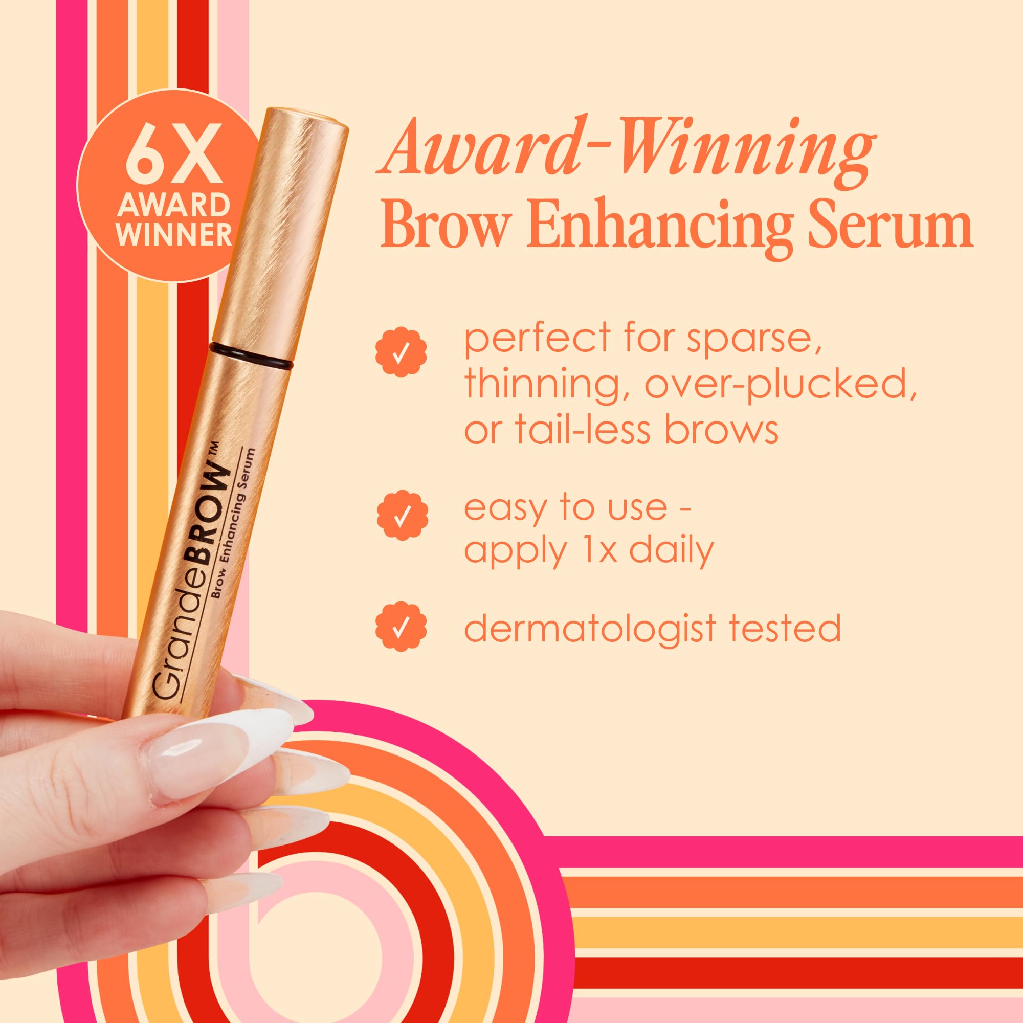 Grande Cosmetics GrandeBROW Brow Enhancing Serum, 8 Week Starter Supply, 1.5mL