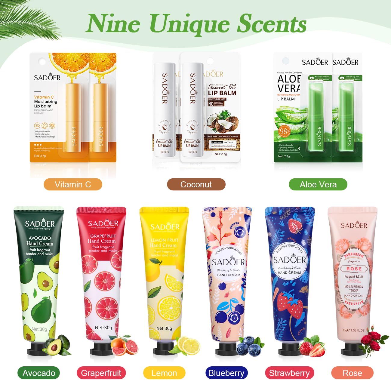 Lip Balm And Hand Cream Gift Set For Women,6 Natural Lip Balm Bulk + 6 Organza Bags + 6 Hand Lotion For Women, Christmas Gifts Stocking Stuffers Teacher Appreciation Mothers Day Gifts Thank You Gifts