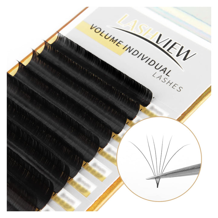 LASHVIEW 0.07 Thickness D Curl Mixed Tray Volume Mink Eyelash Extensions Silk Individual Lash Extensions Semi-permanent Pure Korean Silk lashes Soft Application for Professional Salon Use