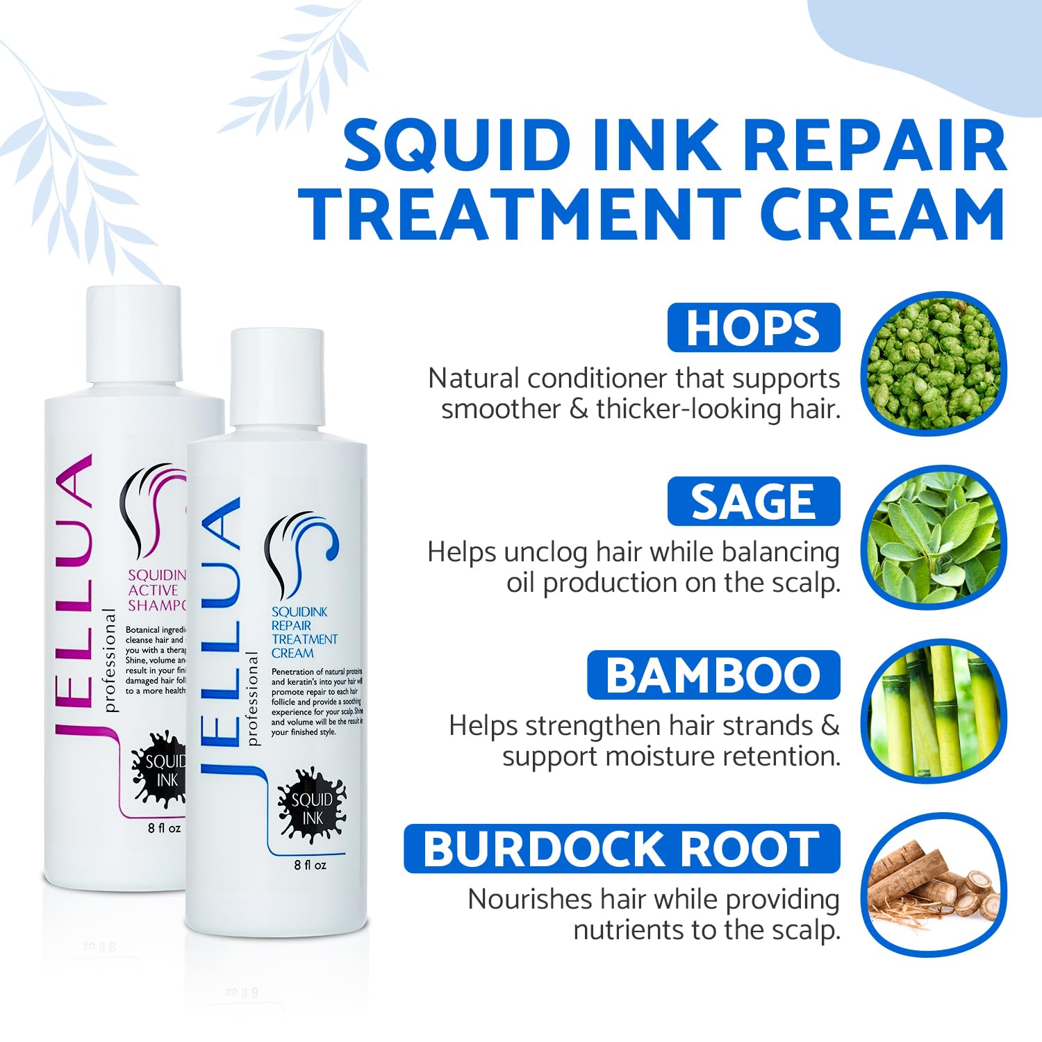 Jellua Squidink Active Shampoo and Repair Treatment Cream 8.0 Oz Duo