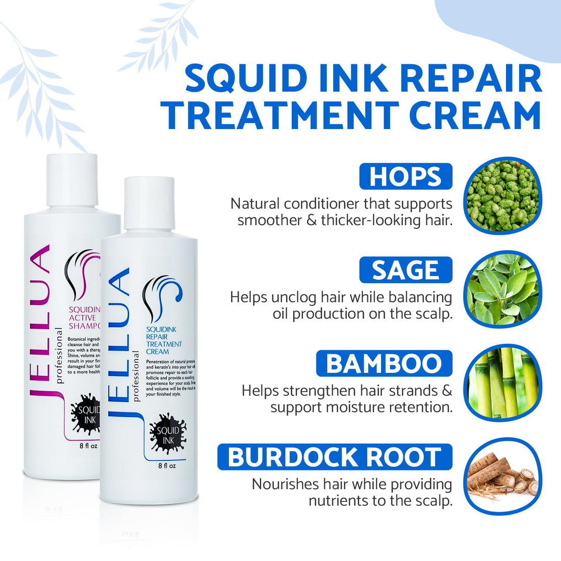 Jellua Squidink Active Shampoo and Repair Treatment Cream 8.0 Oz Duo