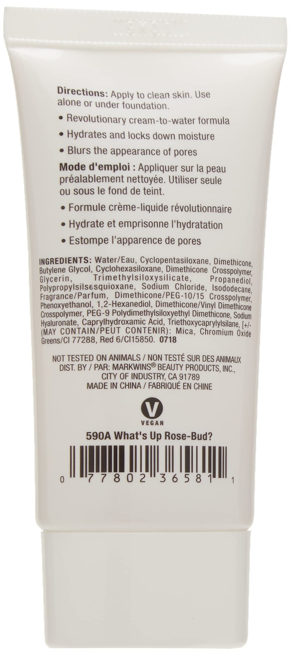 wet n wild Photo Focus Water Drop Primer, Hydrating Primer with Hyaluronic Acid, Cream-to-Liquid Texture, Cruelty-Free & Gluten-Free - Rose