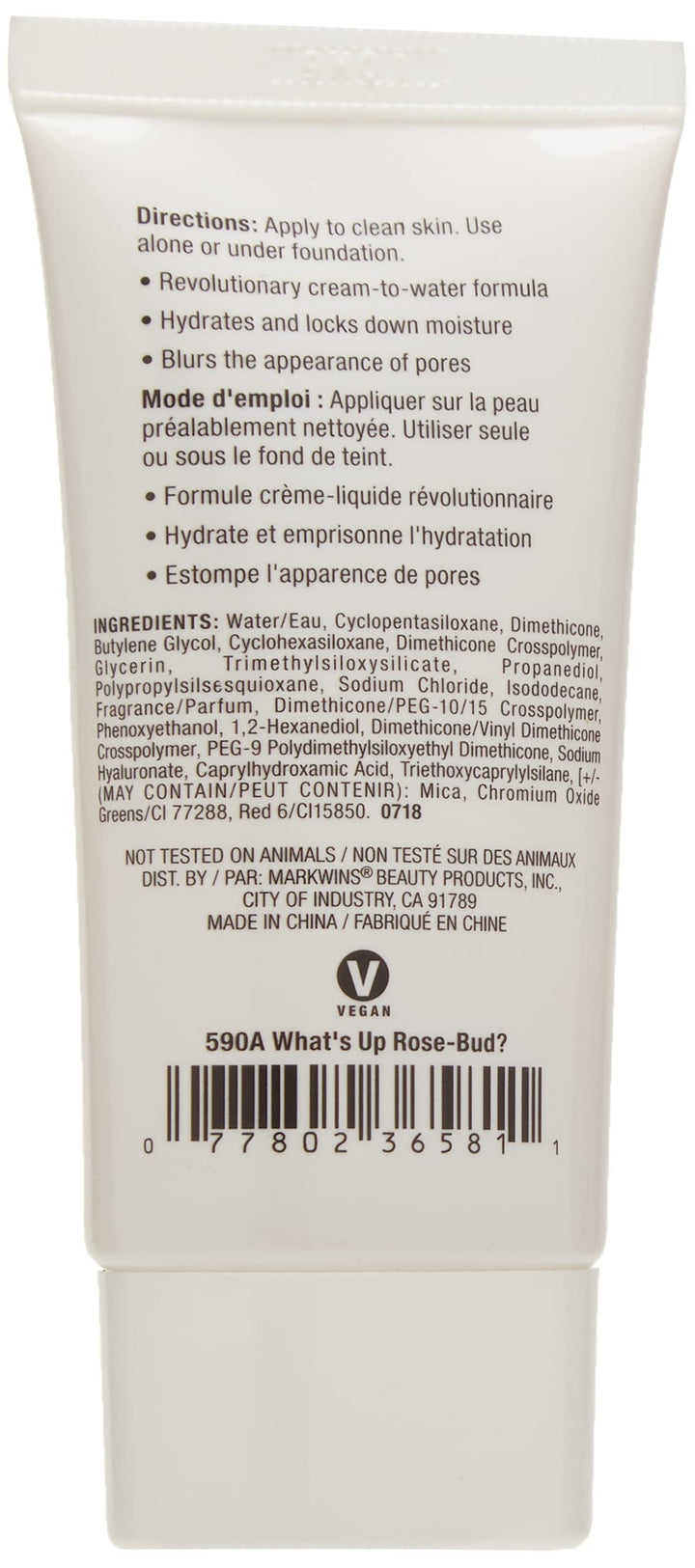 wet n wild Photo Focus Water Drop Primer, Hydrating Primer with Hyaluronic Acid, Cream-to-Liquid Texture, Cruelty-Free & Gluten-Free - Rose