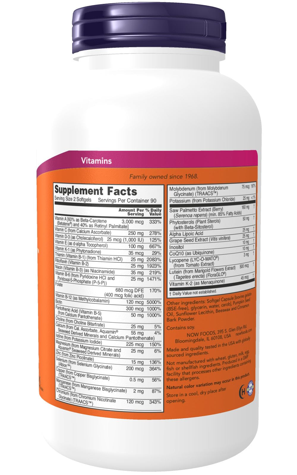 NOW Foods - ADAM Superior Men's Multi - 180 Softgels