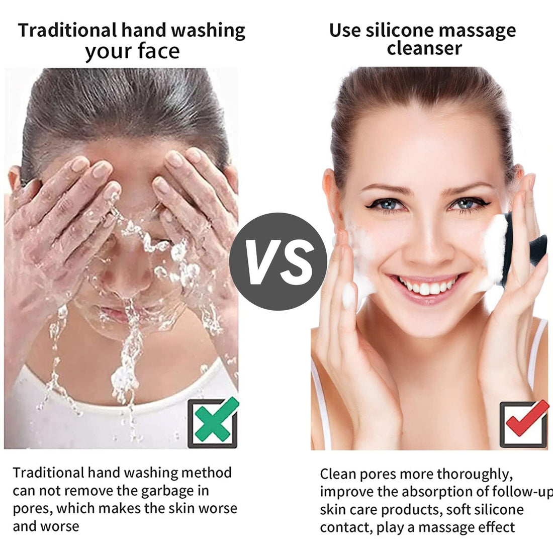 VWMYQ Face Scrubber, Silicone Face Scrubber for Men, Gentle Exfoliator Pad & Massager, Facial Cleansing/Wash Brush - Removes Dead & Dry Skin(Black)