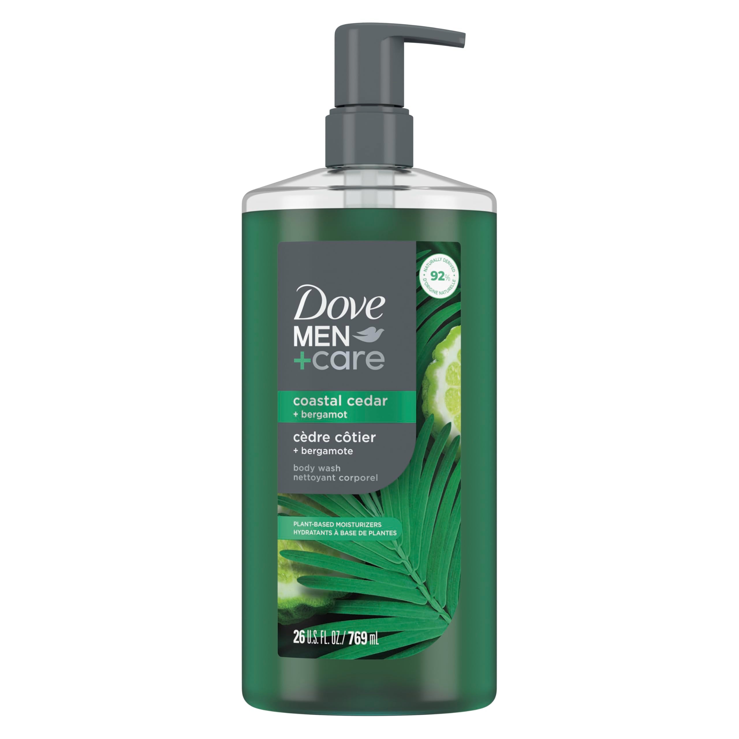 DOVE MEN + CARE Body Wash Coastal Cedar to Rebuild Skin in the Shower with Plant-Based Cleansers and Moisturizers 26 oz