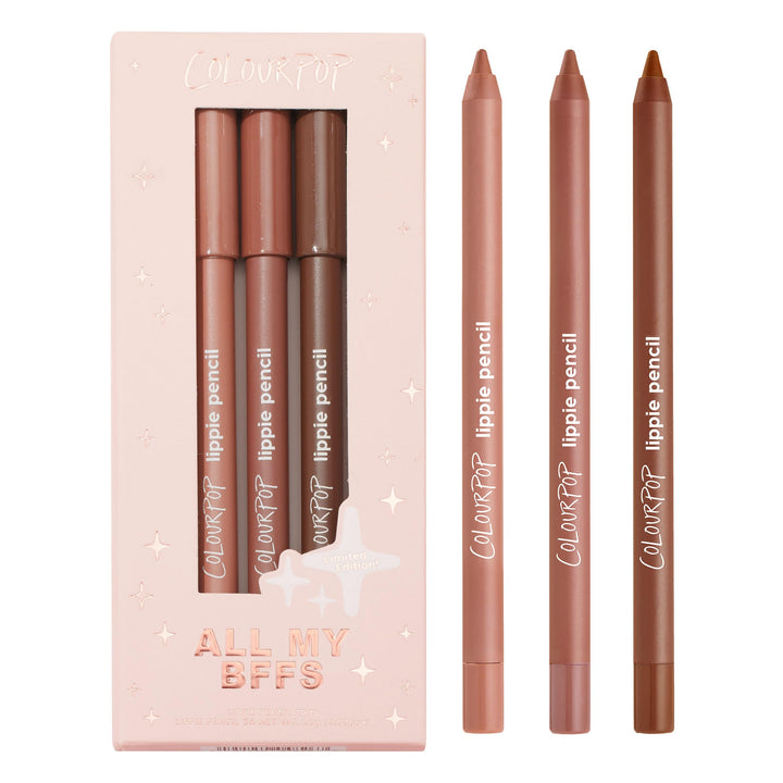 ColourPop All My BFFs Lippie Lip Pencil Kit - High-Pigment, Long-Lasting & Sharpenable Lip Liner with High-Impact Color - Includes Shades BFF, BFF 2 & 3 (3 Count)