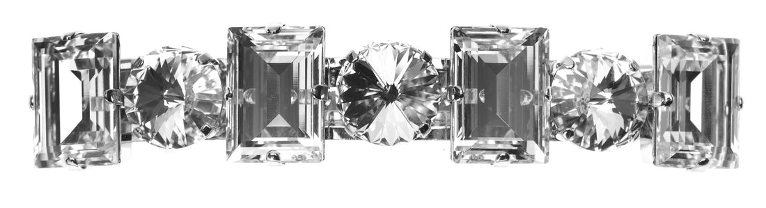 L. Erickson Large Sienna Crystal Barrette - Crystal/Silver