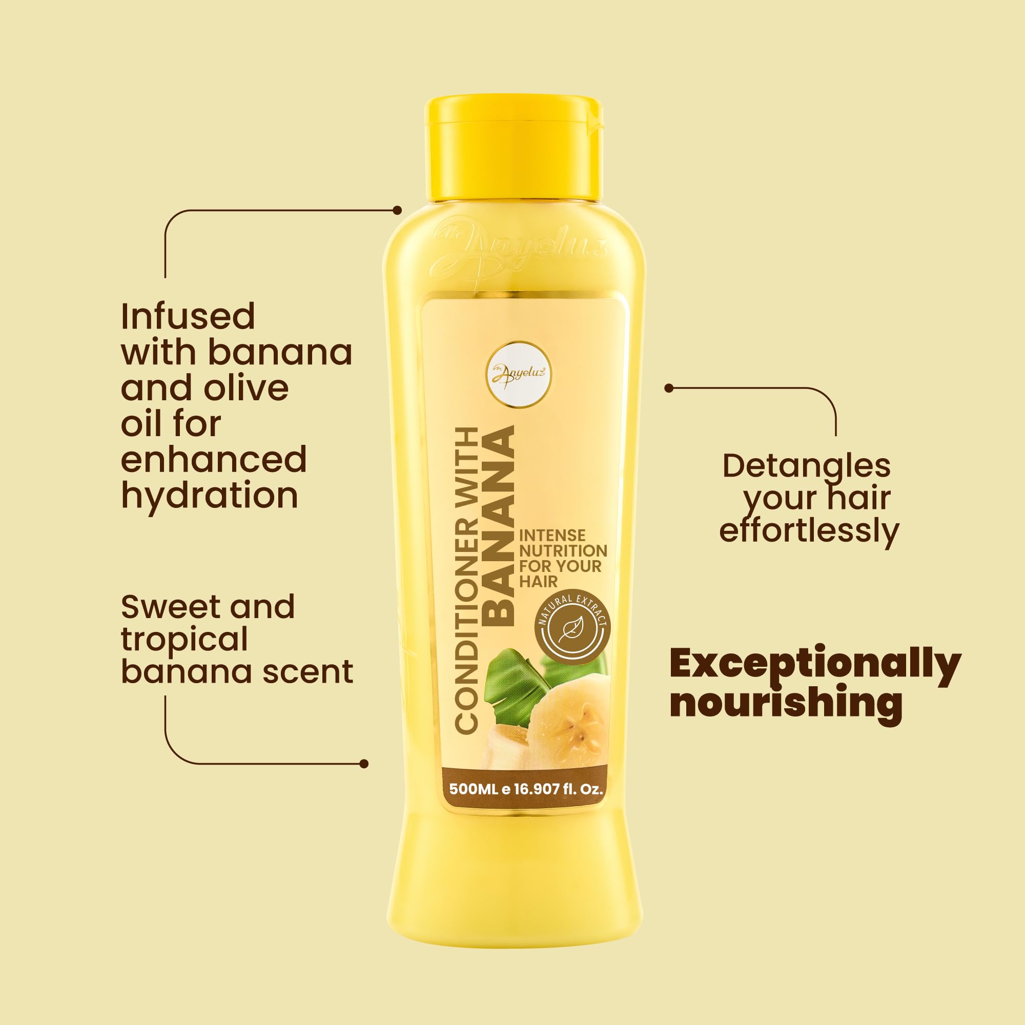 Anyeluz Banana Conditioner - Deep Conditioning with Olive Oil for Fragile and Damaged Hair