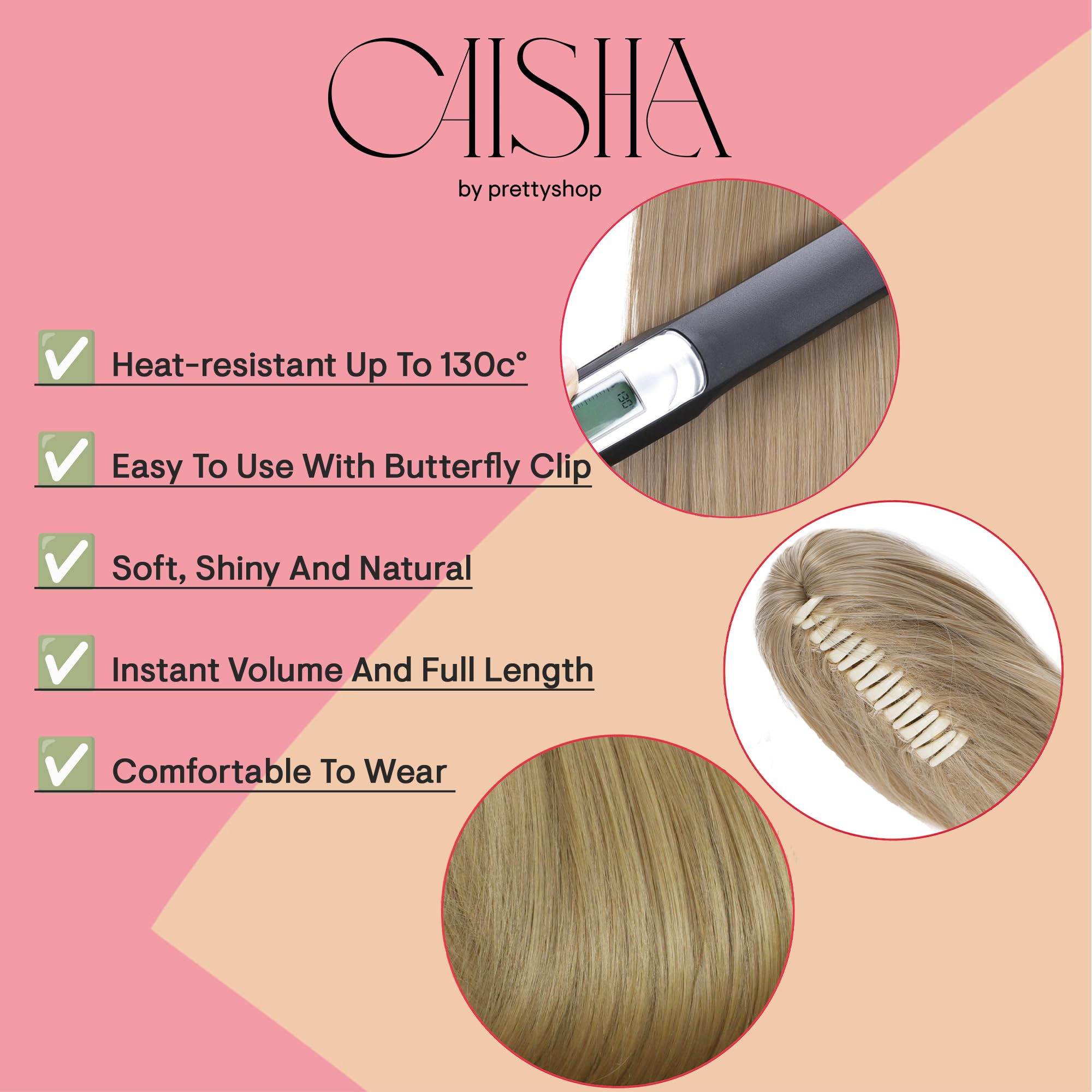 27 (70cm) platinum blond # 613 H76 : PRETTYSHOP 27 Hairpiece Ponytail Clip on Extension Long hair smooth Heat-Resisting H76