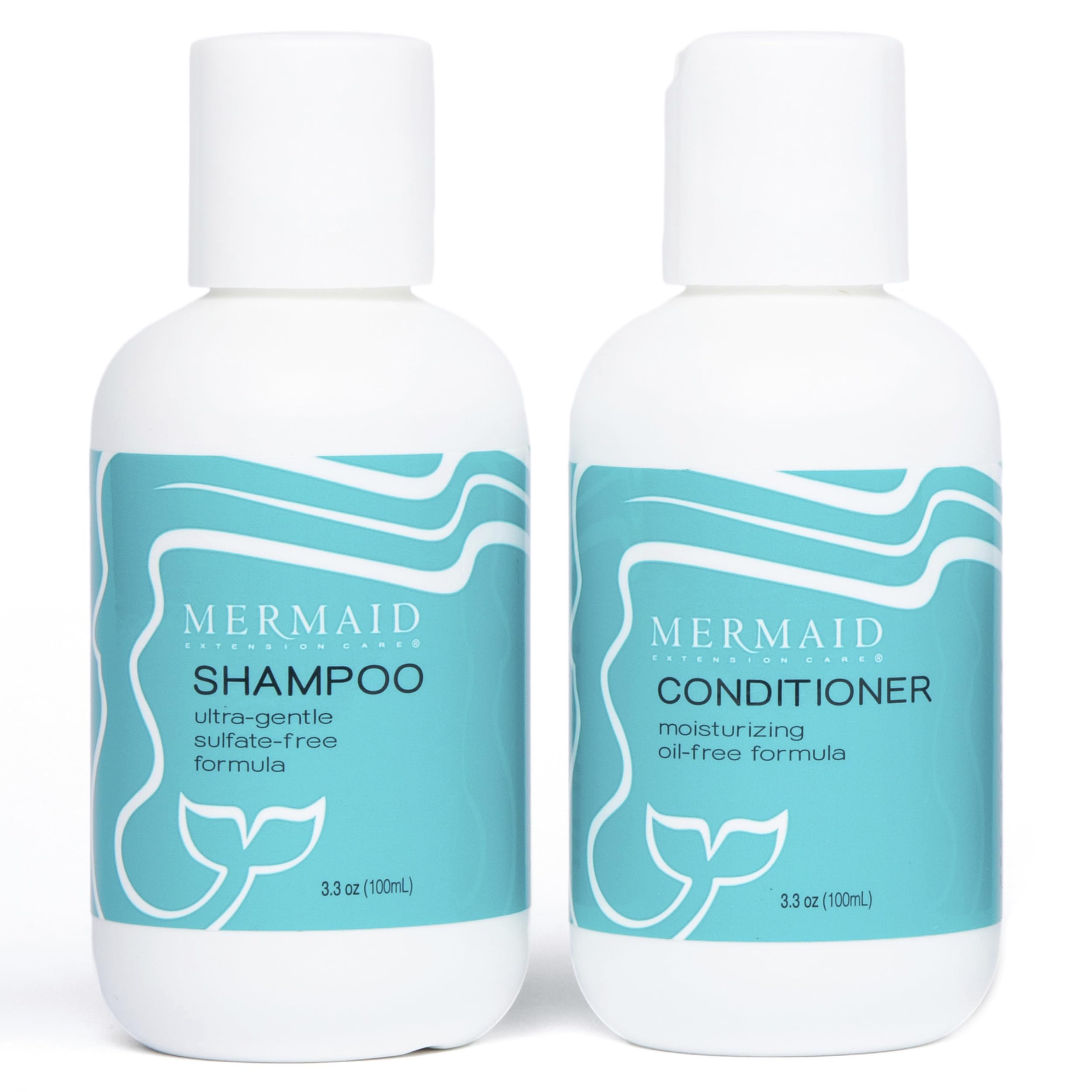 Mermaid Extension Care Shampoo and Conditioner Travel Duo, Sulfate-Free, Cruelty-Free Extension-Safe for On-The-Go Hair Care, 3.4 fl oz