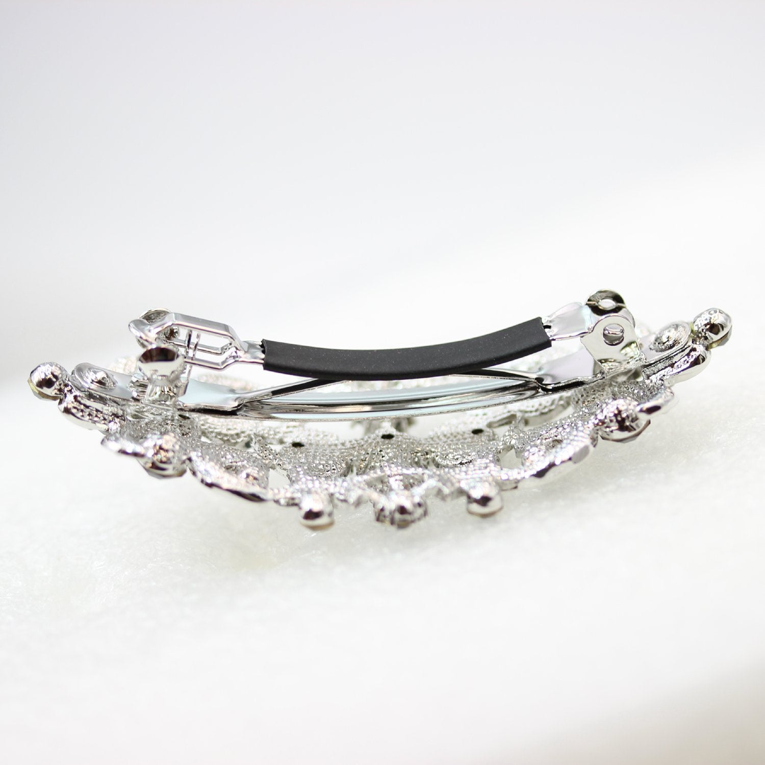 Faship Gorgeous Black Rhinestone Crystal Floral Barrette - Black