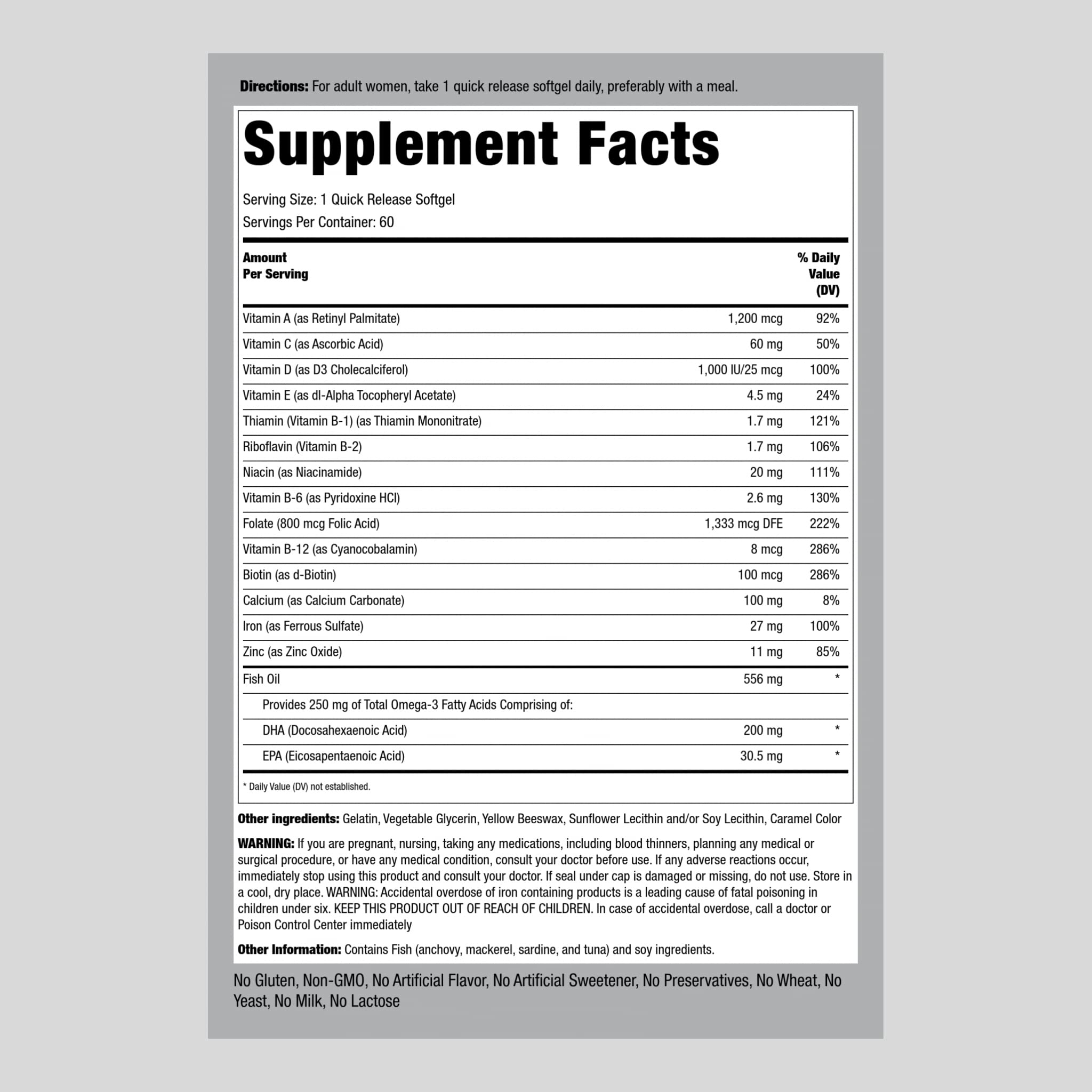Piping Rock Prenatal Vitamins for Women | DHA 200 mg | 60 Softgels | with Iron, Folic Acid, & Omega 3 | Ultra Multivitamin Supplement | Non-GMO, Gluten Free
