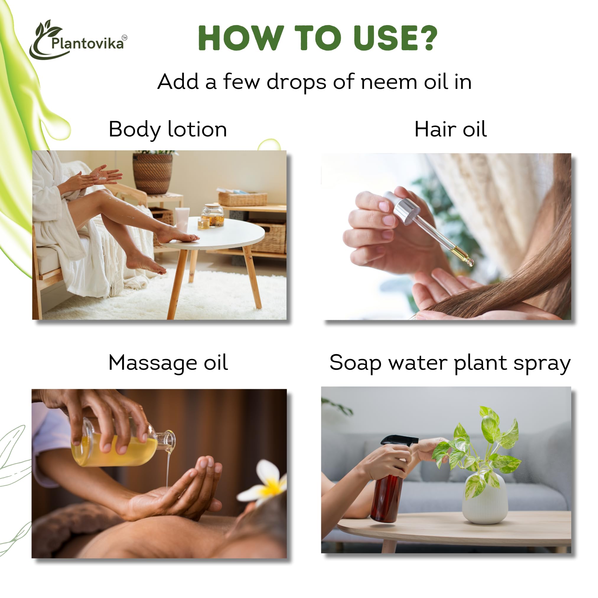 Plantovika Neem Oil, 100% Pure and Cold Pressed, for Skin, Hair, Body, Plants, and Dogs (32, Ounces)