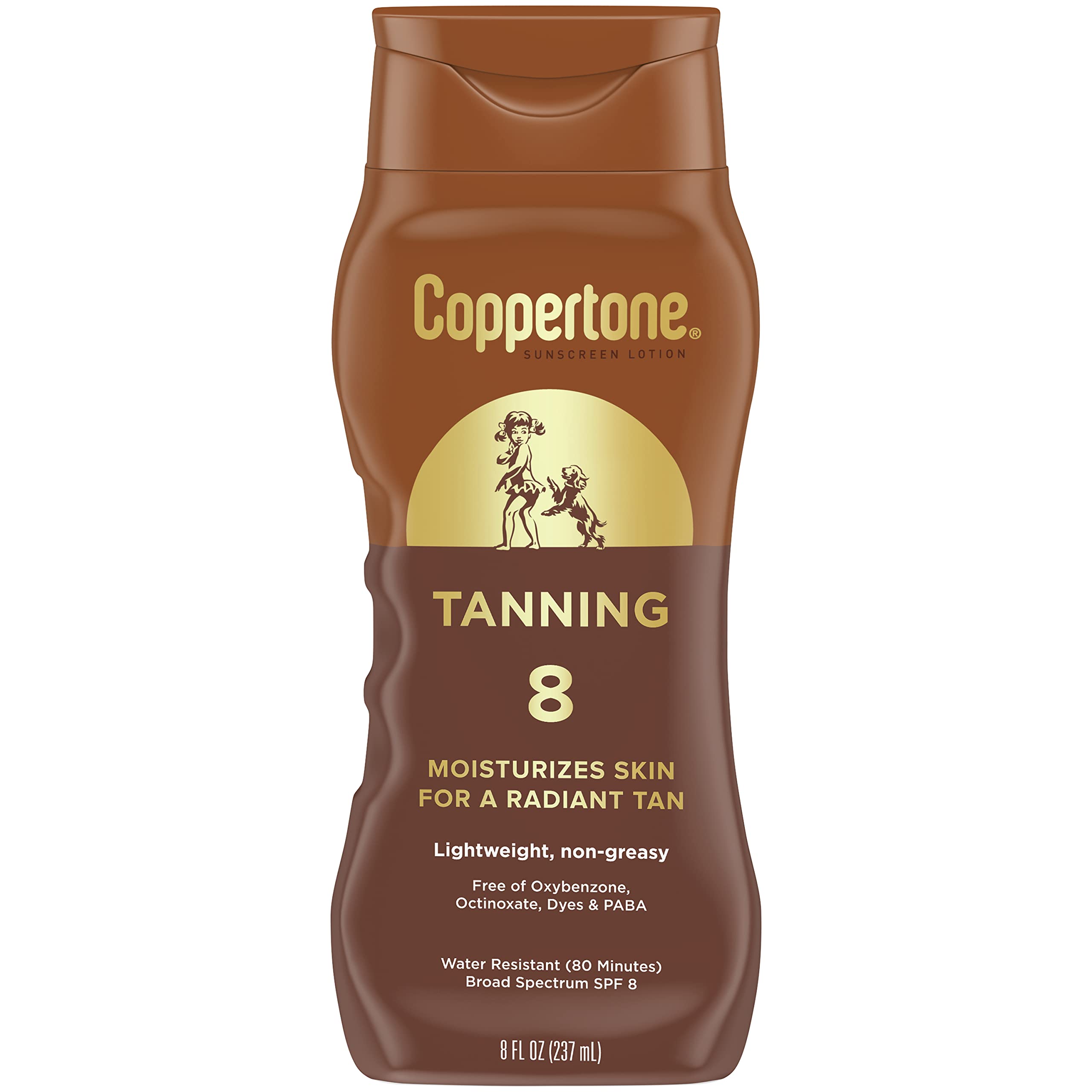 Coppertone Tanning Lotion, Non-greasy, Light Formula, SPF 8, 8-Fluid Ounce) by Coppertone