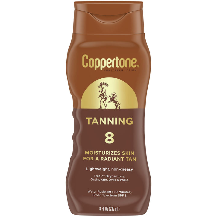Coppertone Tanning Lotion, Non-greasy, Light Formula, SPF 8, 8-Fluid Ounce) by Coppertone