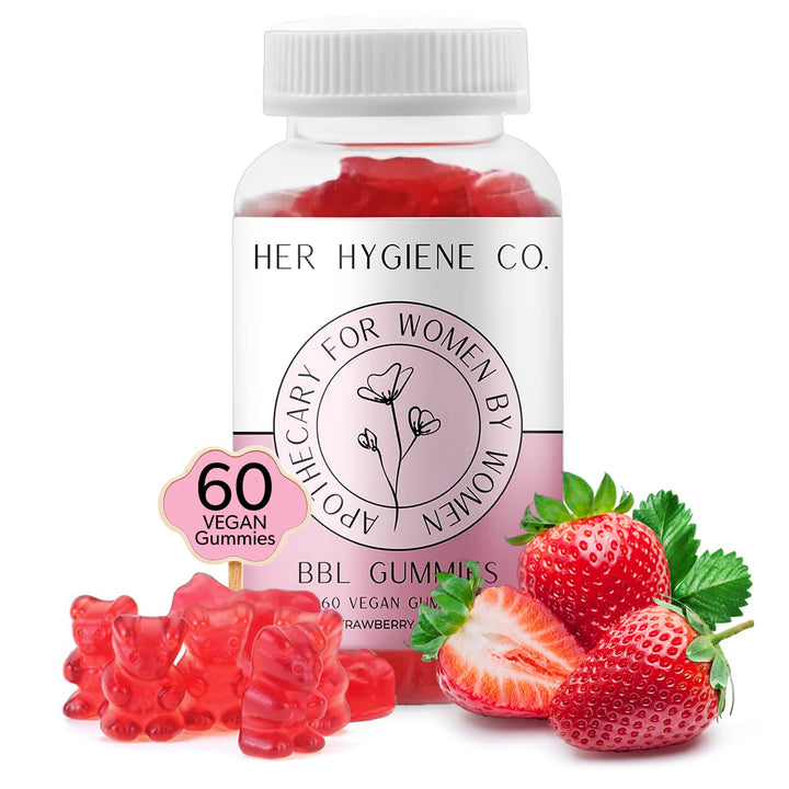 Her Hygiene Co. Big Booty Enhancer Gummies for Women, Glute Boost Multivitamin for Bigger, Firmer Curves & Workout Support, Butt Enhancing Gummy, Strawberry-Flavored Vegan 60 Gummies