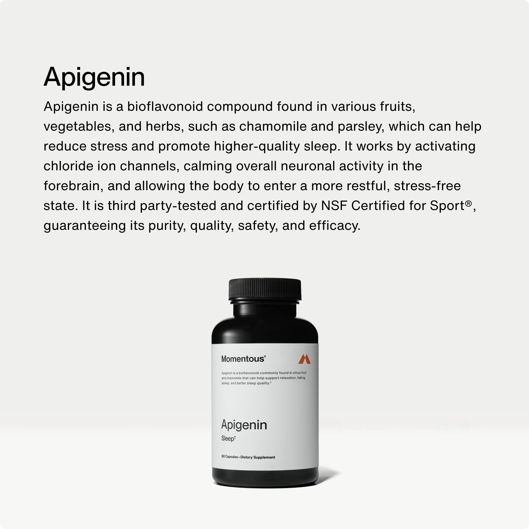 Momentous Apigenin Supplement - 50mg per Capsule, 60 Count