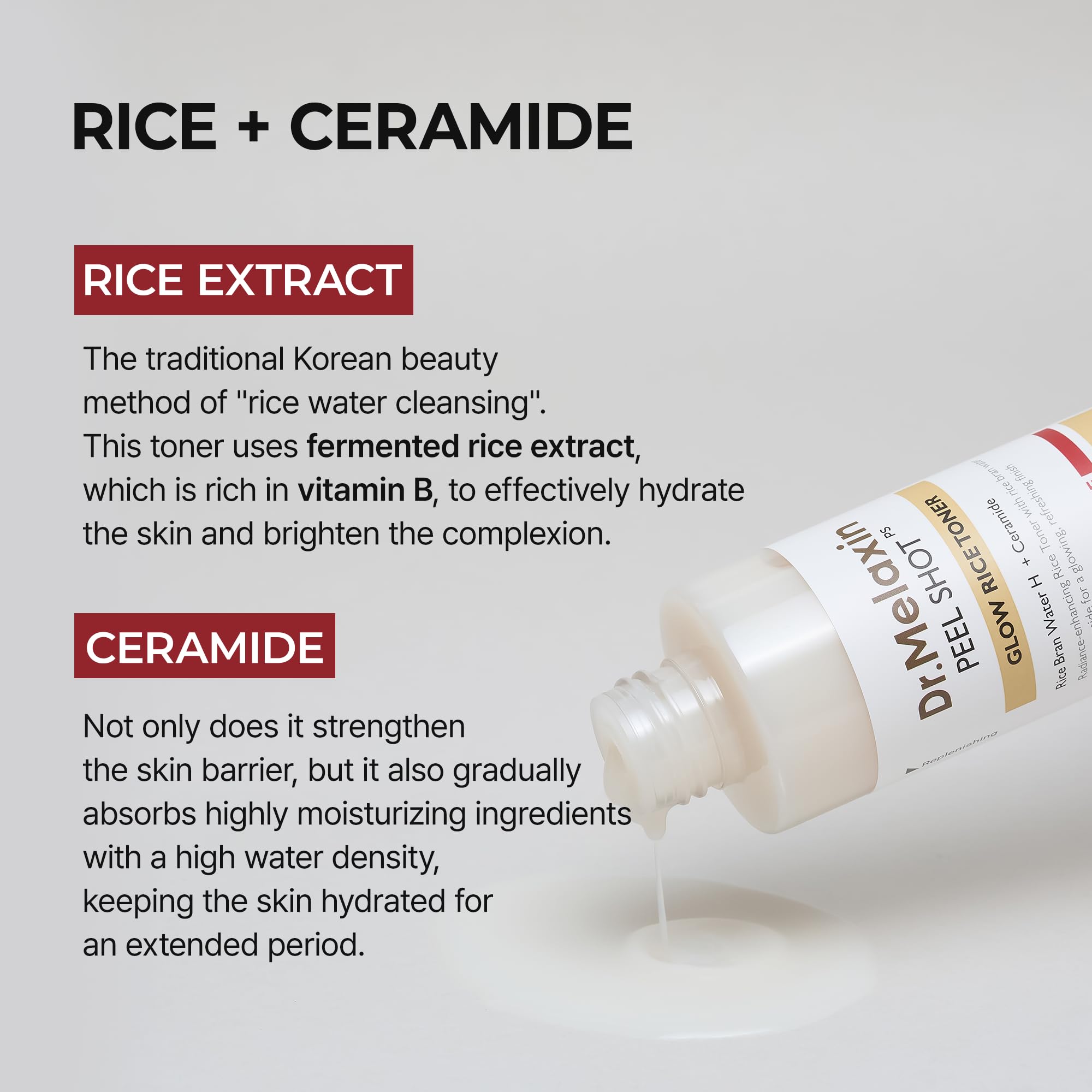 dr.melaxin Peel Shot glowe Rice Toner 200ml hydrated Skin Cleansing Skin