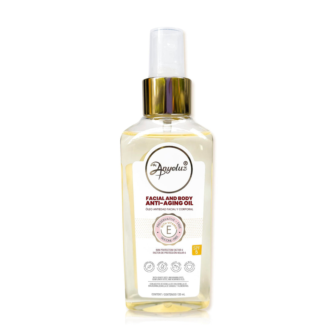 Anyeluz Anti-Aging Skin Oil, Dry Skin Moisturizer, Prevents Premature Aging, Expression Lines, and Stretch Marks, Paraben Free
