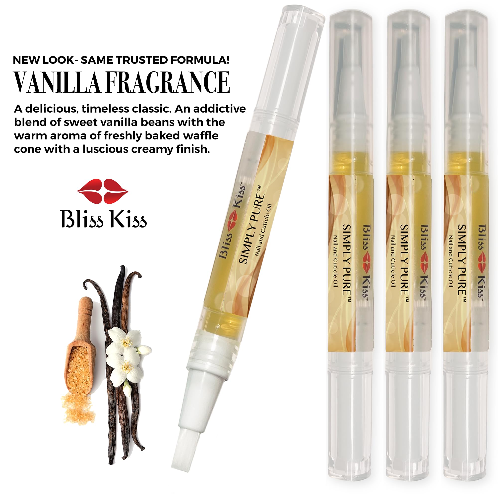 NEW Bliss Kiss Simply Pure Cuticle & Nail Oil Starter Kit - Vanilla