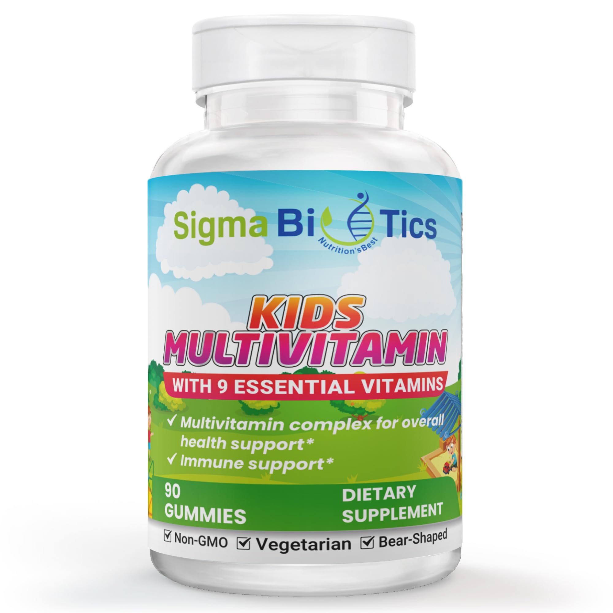 SigmaBiotics Kids Multivitamin Gummies - Bear-Shaped Kids Vitamin Gummies for Immune Support and Growth - Non-GMO, Vegetarian Daily Gummies - Exciting Flavors - Multivitamins for Kids - 45 Servings