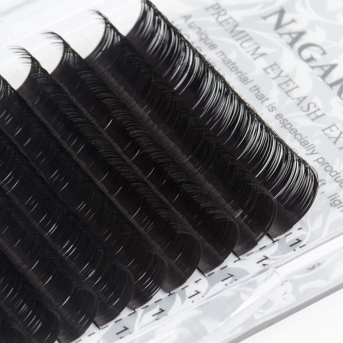 NAGARAKU Eyelash Extensions Individual Lashes 0.15mm B curl 7-15mm Mix Tray Classic Matte Black Natural Faux Mink 16 rows