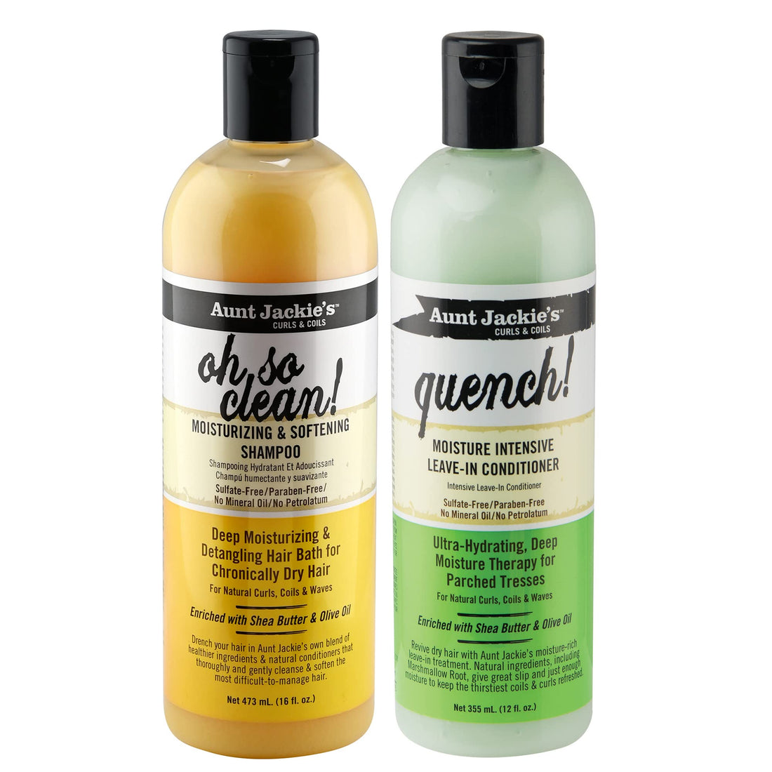 Aunt Jackie's Oh so Clean! Shampoo & Quench Leave-in Conditioner 12 Oz Each