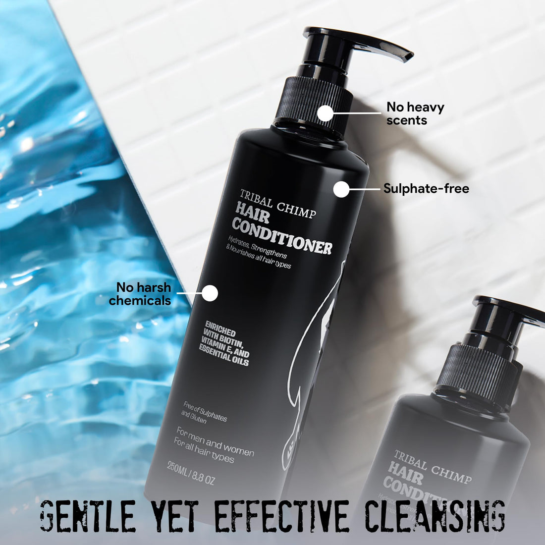 Tribal Chimp Hair Conditioner, Made with Peppermint, Tea Tree Oil and Biotin, Moisturizing and Strengthening, 8.8 oz.